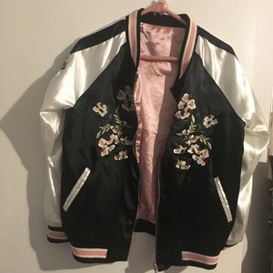 Floral embroidered bomber jacket
